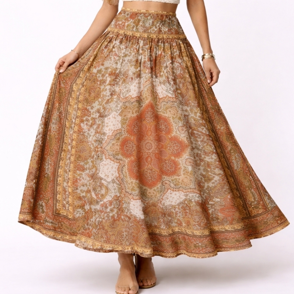 House of Harlow 1960 Linen Blend Paisley Maxi Skirt XS | Boho Festival - Picture 2 of 15